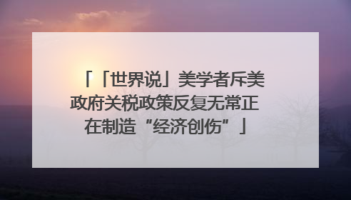 「世界说」美学者斥美政府关税政策反复无常正在制造“经济创伤”