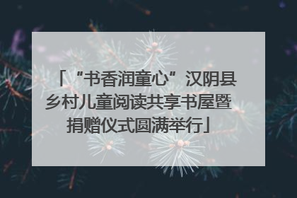 “书香润童心”汉阴县乡村儿童阅读共享书屋暨捐赠仪式圆满举行