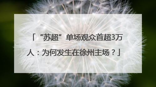“苏超”单场观众首超3万人：为何发生在徐州主场？