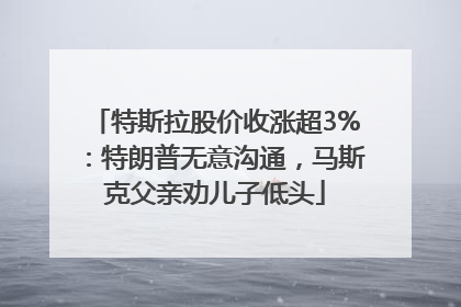 特斯拉股价收涨超3%：特朗普无意沟通，马斯克父亲劝儿子低头
