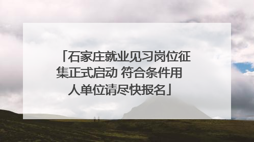 石家庄就业见习岗位征集正式启动 符合条件用人单位请尽快报名