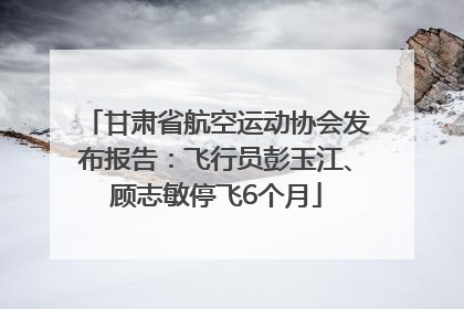 甘肃省航空运动协会发布报告：飞行员彭玉江、顾志敏停飞6个月