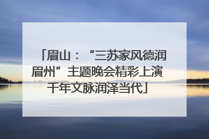 眉山：“三苏家风德润眉州”主题晚会精彩上演千年文脉润泽当代