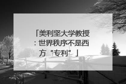 美利坚大学教授：世界秩序不是西方“专利”
