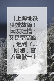 上海地铁突发故障！网友吐槽：又是早高峰，迟到了……刚刚，官方致歉→