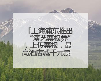 上海浦东推出“演艺票根券”，上传票根，最高酒店减千元景区减百元