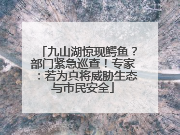 九山湖惊现鳄鱼？部门紧急巡查！专家：若为真将威胁生态与市民安全