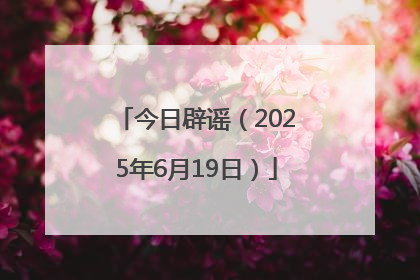 今日辟谣（2025年6月19日）