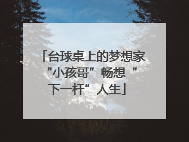 台球桌上的梦想家 “小孩哥”畅想“下一杆”人生