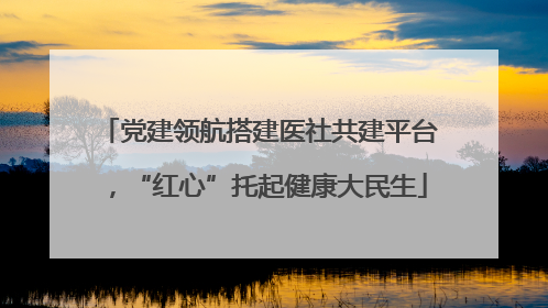 党建领航搭建医社共建平台，“红心”托起健康大民生