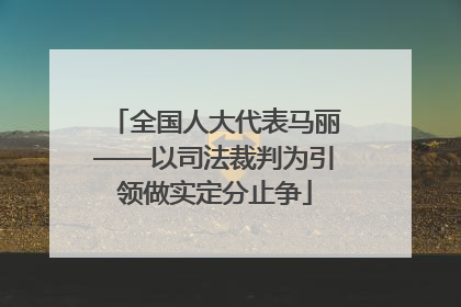 全国人大代表马丽——以司法裁判为引领做实定分止争