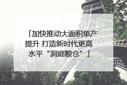 加快推动大面积单产提升 打造新时代更高水平“洞庭粮仓”