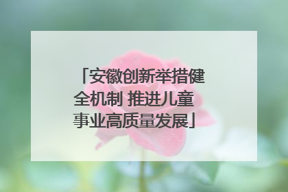 安徽创新举措健全机制 推进儿童事业高质量发展