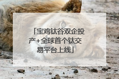 宝鸡钛谷双企投产+全球首个钛交易平台上线