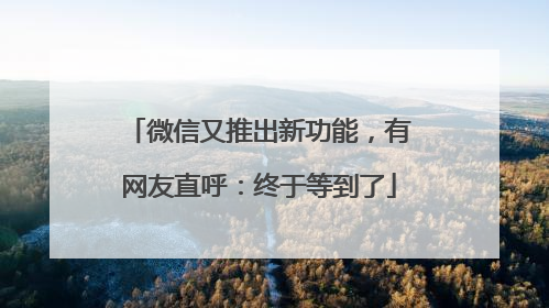 微信又推出新功能，有网友直呼：终于等到了