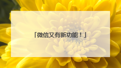 微信又有新功能！