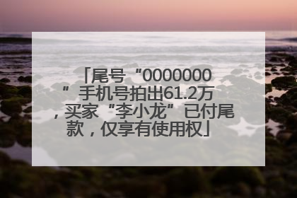 尾号“0000000”手机号拍出61.2万，买家“李小龙”已付尾款，仅享有使用权