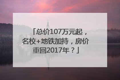 总价107万元起，名校+地铁加持，房价重回2017年？