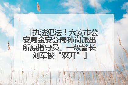 执法犯法！六安市公安局金安分局孙岗派出所原指导员、一级警长刘军被“双开”