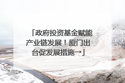 政府投资基金赋能产业链发展！厦门出台促发展措施→