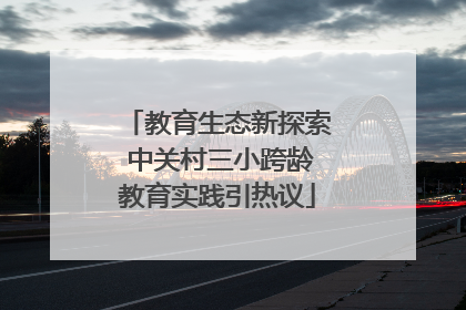 教育生态新探索 中关村三小跨龄教育实践引热议