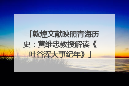 敦煌文献映照青海历史：黄维忠教授解读《吐谷浑大事纪年》
