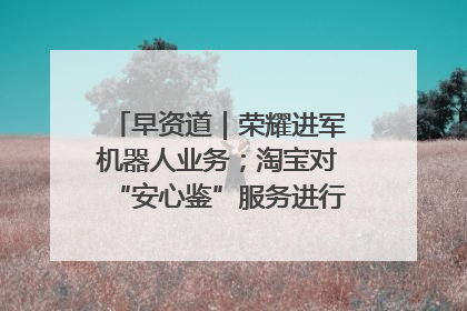 早资道｜荣耀进军机器人业务；淘宝对“安心鉴”服务进行逐步下线调整