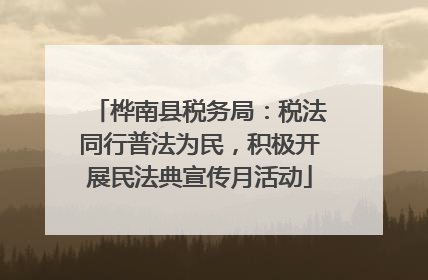 桦南县税务局：税法同行普法为民，积极开展民法典宣传月活动