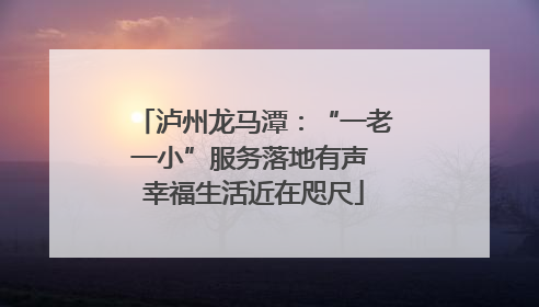 泸州龙马潭：“一老一小”服务落地有声 幸福生活近在咫尺