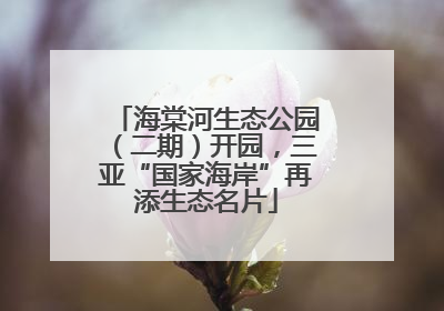 海棠河生态公园（二期）开园，三亚“国家海岸”再添生态名片