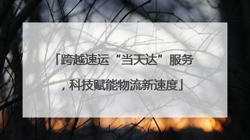 跨越速运“当天达”服务，科技赋能物流新速度