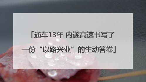 通车13年 内遂高速书写了一份“以路兴业”的生动答卷