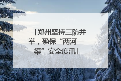 郑州坚持三防并举，确保“两河一渠”安全度汛