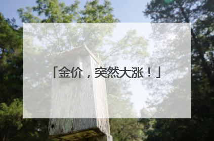 金价，突然大涨！