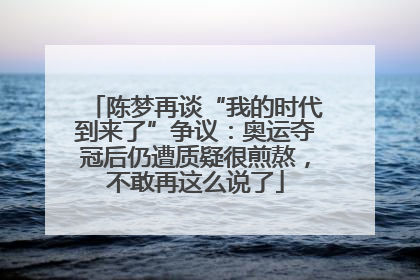 陈梦再谈“我的时代到来了”争议：奥运夺冠后仍遭质疑很煎熬，不敢再这么说了