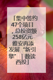 集中签约47个项目，总投资额258亿元 雅安再添发展“新引擎”｜数读西投