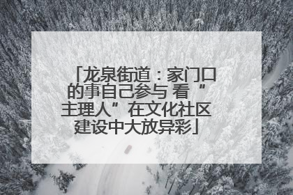 龙泉街道：家门口的事自己参与 看“主理人”在文化社区建设中大放异彩