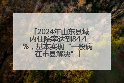 2024年山东县域内住院率达到84.4%，基本实现“一般病在市县解决”