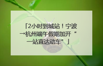 2小时到城站！宁波→杭州端午假期加开“一站直达动车”