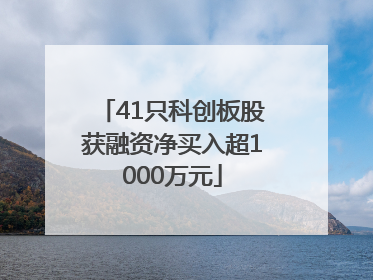 41只科创板股获融资净买入超1000万元